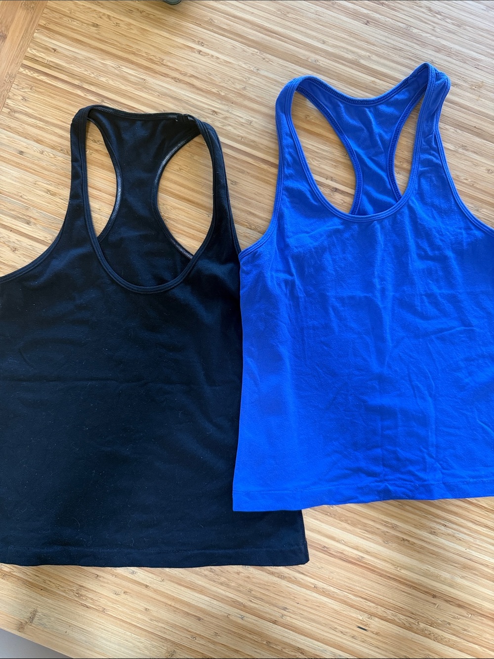 lululemon athletica Black and Cobalt Racerback Tank Tops - Pair